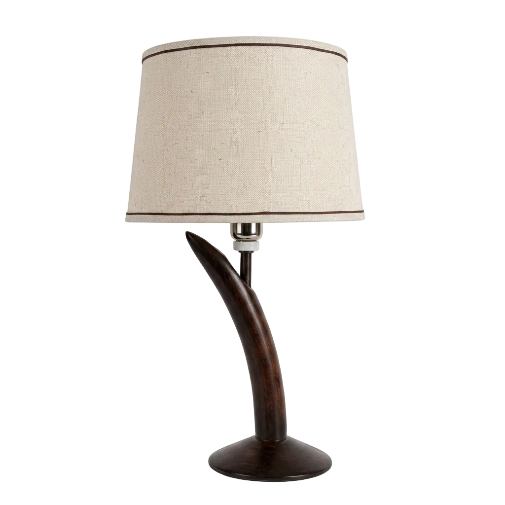 Resin Table Lamp w Hessian Shade E27 610mm #TL067 WOOD