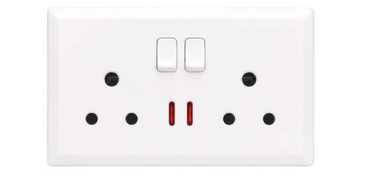 15A Double Socket Outlet With Neon White #S7060W