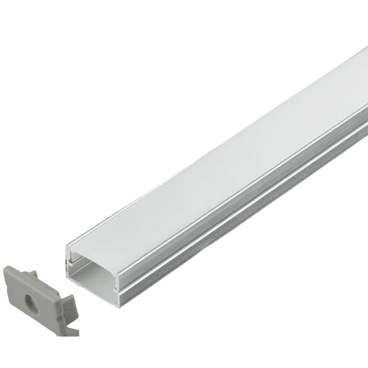 Surface Alumin. Profile w Cover, End Clamps 2m #HVS420 SURFACE 2M