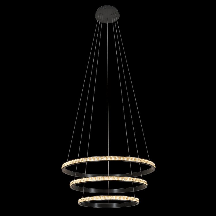 80W LED Trio Crystal Ring Pendant #K-LED-485-3
