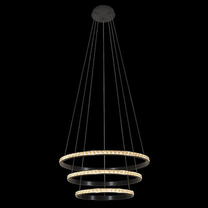 80W LED Trio Crystal Ring Pendant #K-LED-485-3