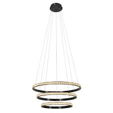 80W LED Trio Crystal Ring Pendant #K-LED-485-3