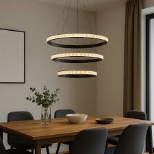 80W LED Trio Crystal Ring Pendant #K-LED-485-3
