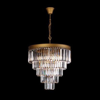 Large Crystal 5 Tier Chandelier, Sat Gold E14  #KLCH-6515/6-SG