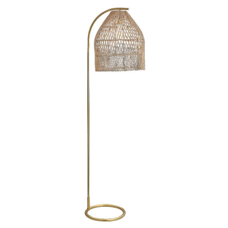 40W Floor Lamp Rattan w Satin Gold E27 IP20 #E-KLT-600F