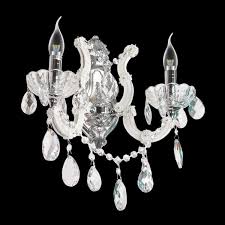 40W 2 Arm Glass, Crystal Wall Lt White E14 IP20 #KLW-8061/2W