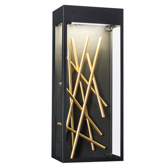 20W Metal, Glass LED Wall Lt Blk,Gold IP54 #L540 BLACK