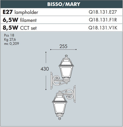 BISSO/MARY Wall Lantern Black  - #Q18.131