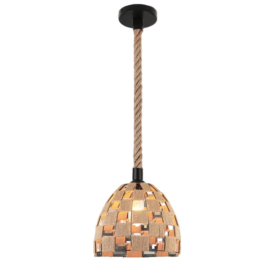 Metal, Hemp Rope Pendant Black Natural E27 #PEN144 HEMP