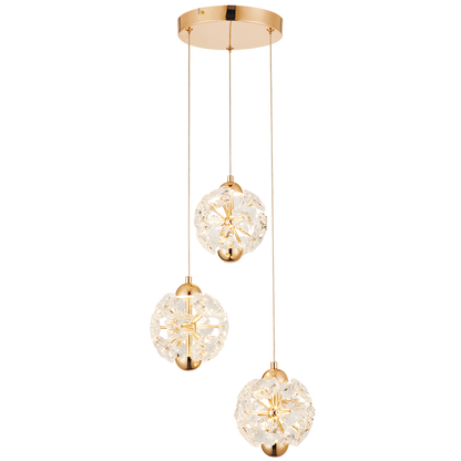 7W Iron, Crystal LED 3 Lt Pendant Gold #PEN257G