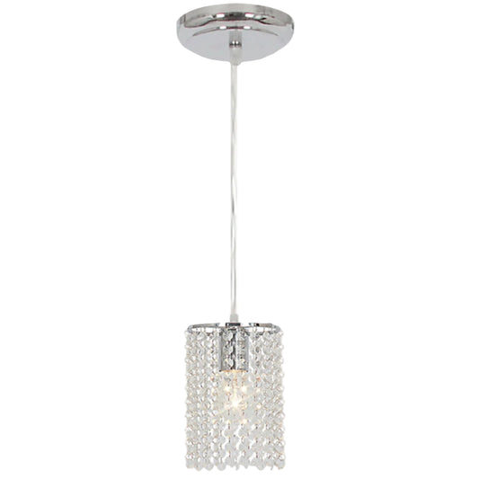 Polished Chrome Pendant w Crystals E27 #PEN433/1 CHROME