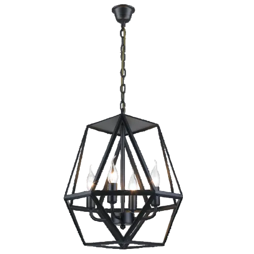 Hexagonal Metal Pendant Black 4XE14 #PEN528/4