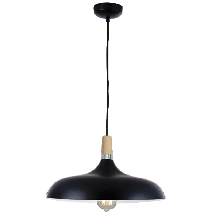Metal & Wood Pendant Black 330mm #PEN556