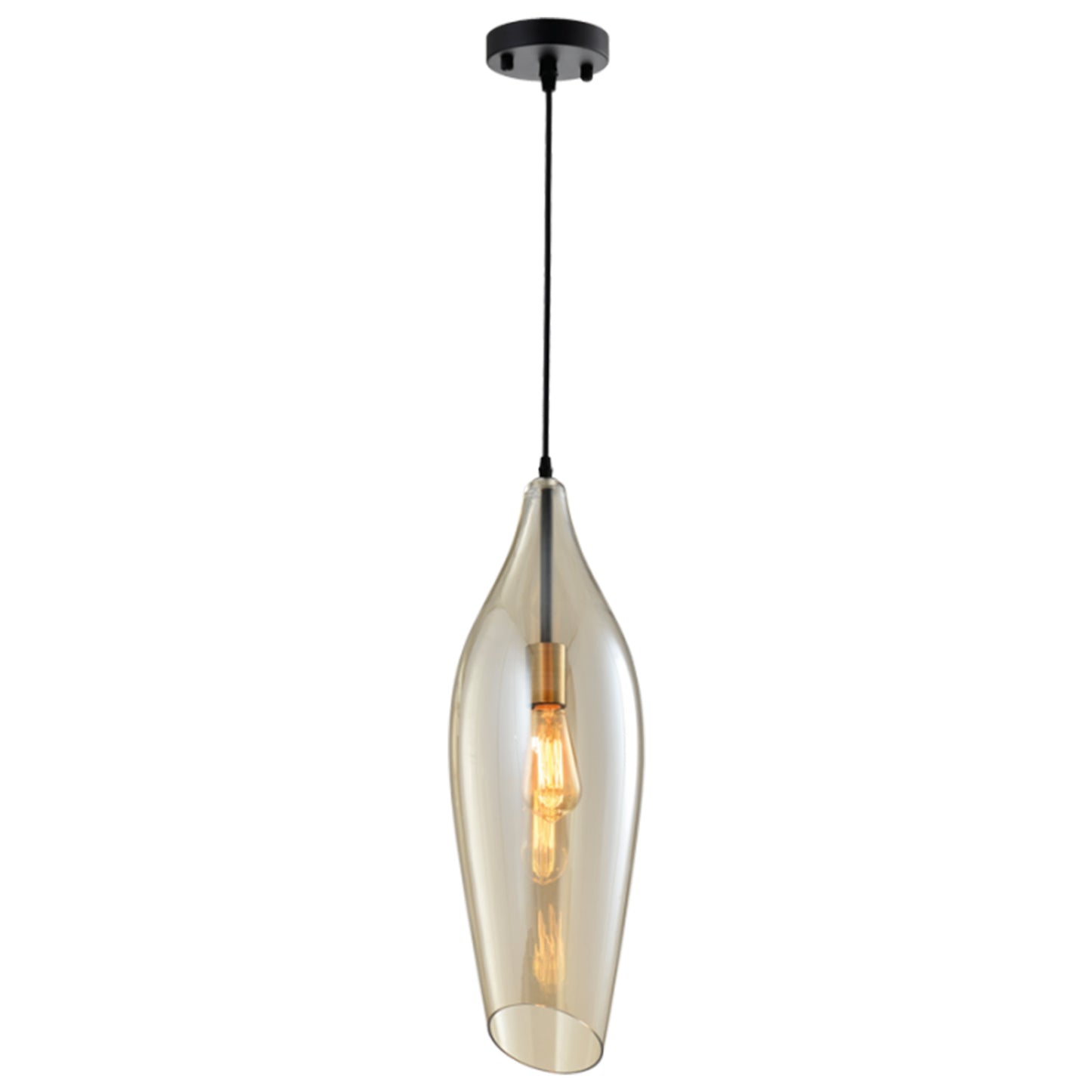 Metal, Cognac Colour Glass Pendant E27 570mm #PEN572/1 GLASS