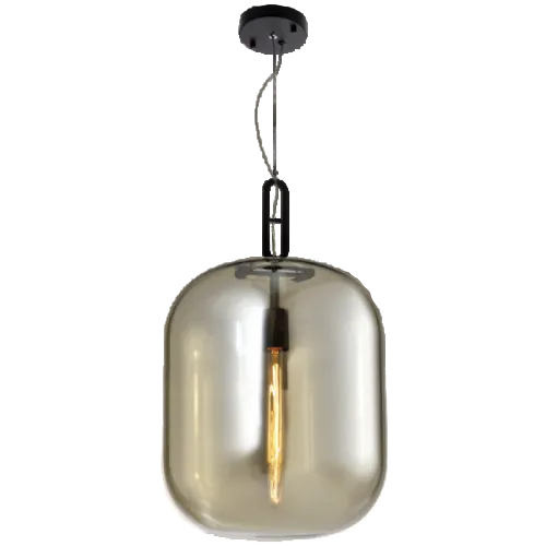 Metal Pendant with Cognac Colour Glass E27 #PEN598 COGNAC