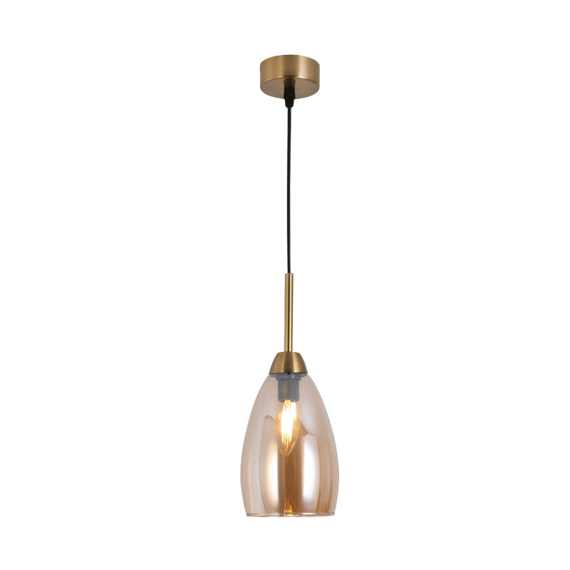 Metal and Glass Pendant Amber, Gold E14 #PEN812/1 GOLD