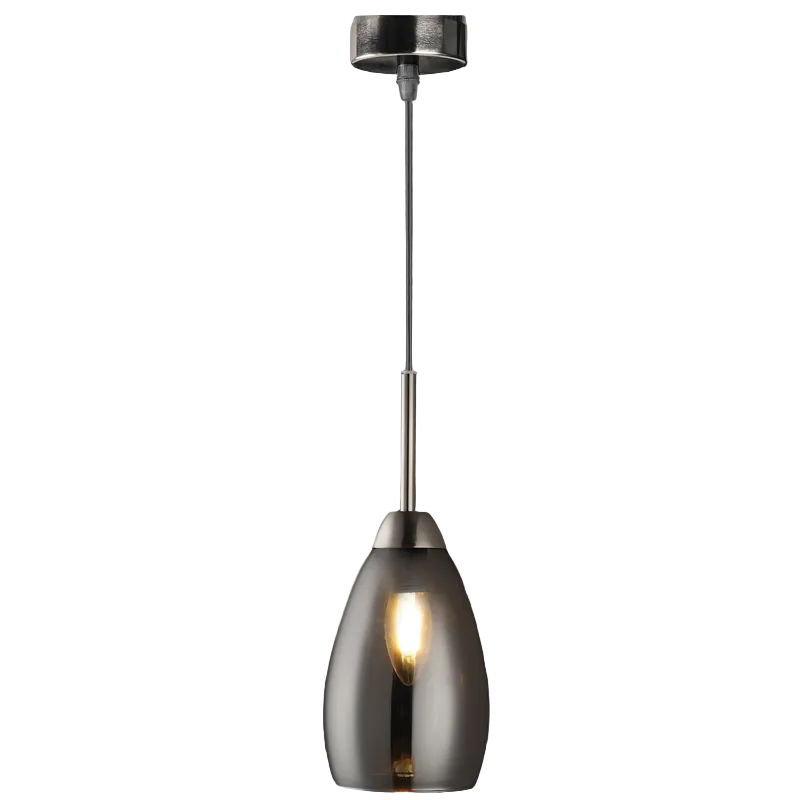 Metal, Glass Pendant Gun Metal, Smoke Colour E14 #PEN813/1