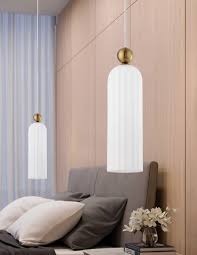 Metal, Fluted Glass Pendant White E14 #PEN854 WHITE