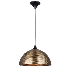Hammered Metal Dome Pendant Black, Antique E27 #PEN935 BK/AQ