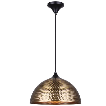 Hammered Metal Dome Pendant Black, Antique E27 #PEN935 BK/AQ