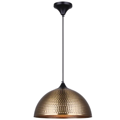 Hammered Metal Dome Pendant Black, Antique E27 #PEN935 BK/AQ