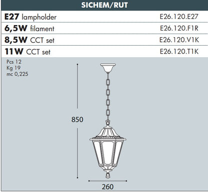 SICHEM/RUT Garden Pendant Lantern - #E26.120B