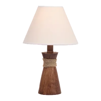Resin Table Lamp w Hessian Shade E27 365mm #TL084 WOOD