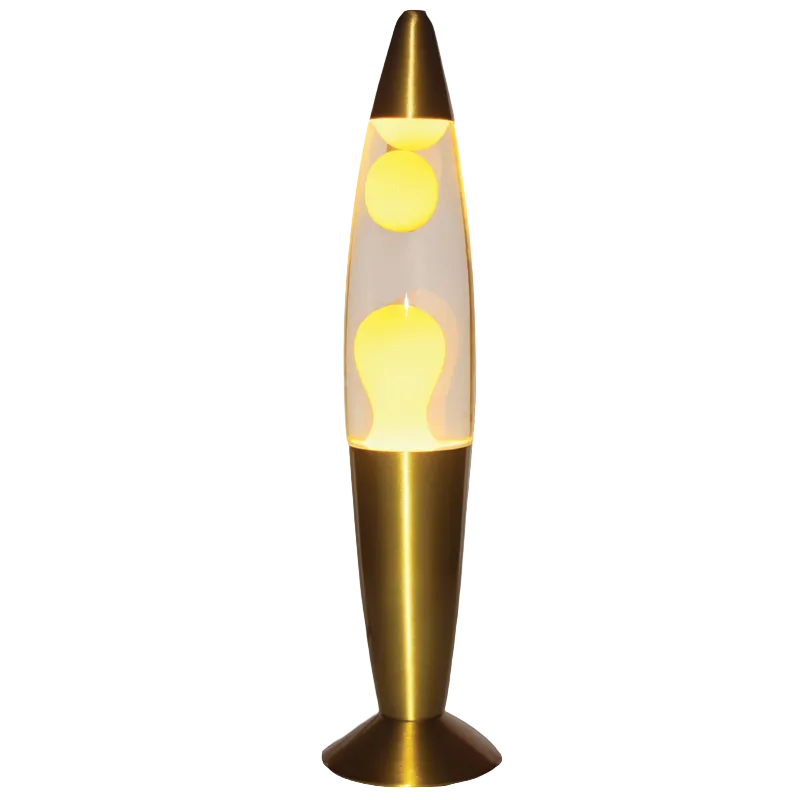 Lava Lamp w Sat/Brass Base Yel/Clear 355mmx86mm #TL109 YELLOW/CLEAR