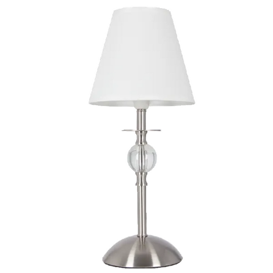 Chrome, Clear Acrylic Base Wh Shade Table Lamp E27 #TL187 WHITE