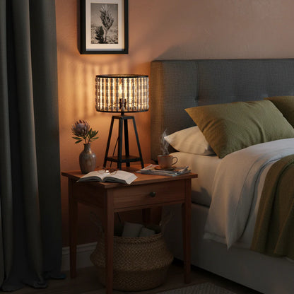 Metal and Wood Bead Table Lamp Matt Black E27 #TL650 BEAD