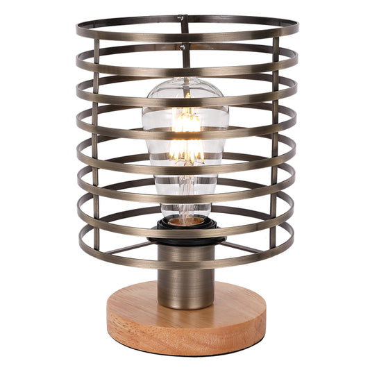 Table Lamp w Wood Base Antique Brass E27 #TL676 WOOD