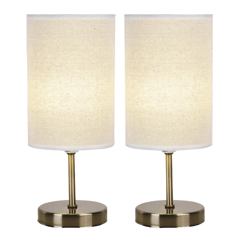 Antique Brass Base, Hessian Shade TL Twin Pack E14 #TL679 ANTIQUE