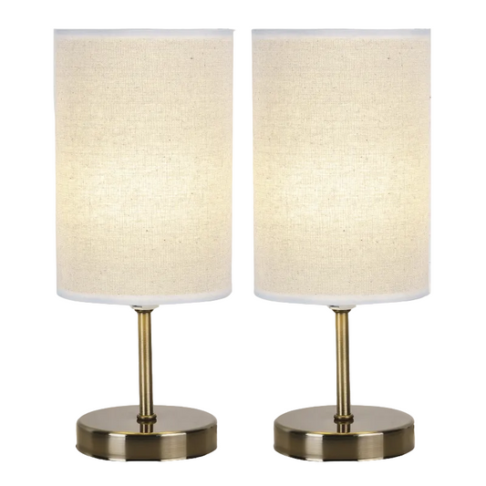 Antique Brass Base, Hessian Shade TL Twin Pack E14 #TL679 ANTIQUE