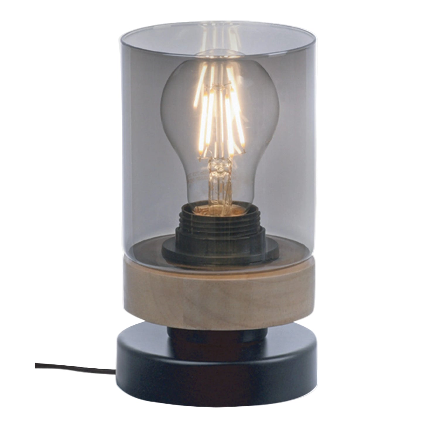 Metal,Wood Table Lamp Smoky, Black E27 #TL699 WOOD