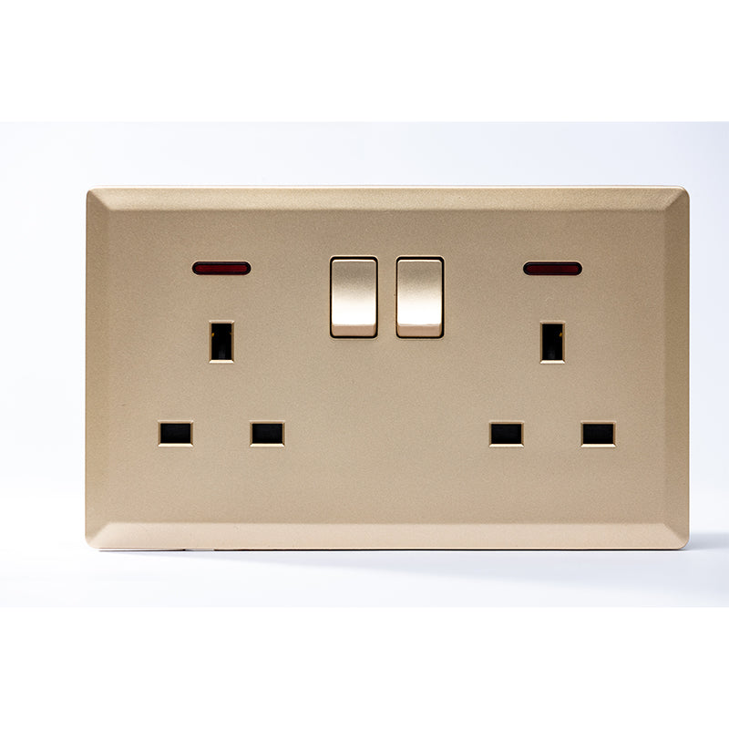 Switched Double 13A Socket with Neon (Gold) - #S7.0-045G