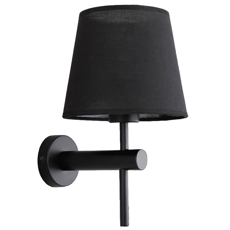 Metal, Fabric Shade Wall Lt Black E27 #WB275 BLACK