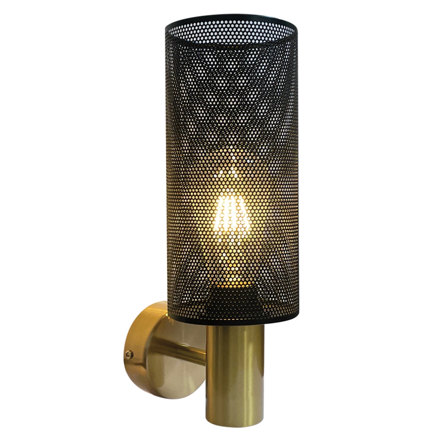 Metal Wall Lt w Bracket Black, Gold E27 #WB415/1 BK/GD