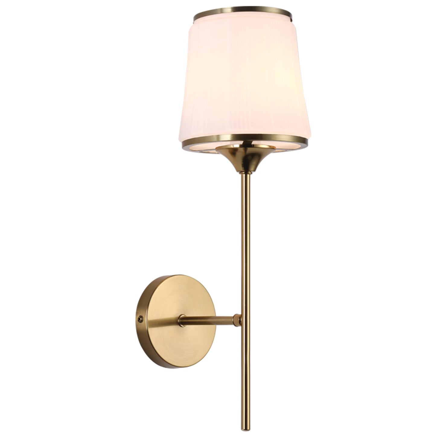 Metal Wall Lt w Fluted White Glass Shade E14 #WB707/1 BRASS
