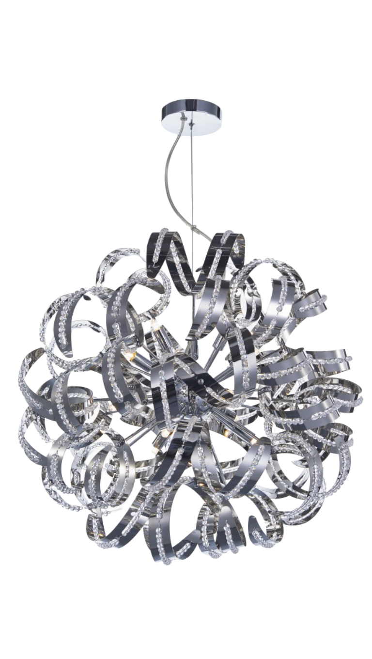 Trucioli Stainless Steel 12-Light Round Pendant Lamp #ZV15006-12A