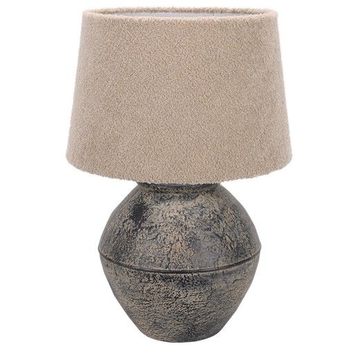 Ceramic Base, Fabric Table Lamp Beige E27 #TL828 Burnt Amber