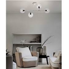 4 Lt Ceiling Fitting Sat Chrome, Clear Glass E27 #CF561/4 SATIN