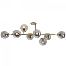 Sat Gold Metal Ceil. Fitting w Smoke Col Glass 8xE27 #	CF562/8 GD/SM