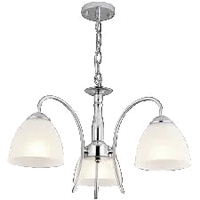Polished Chrome 3Lt Chandelier w Frosted Glass E27 #CH079/3