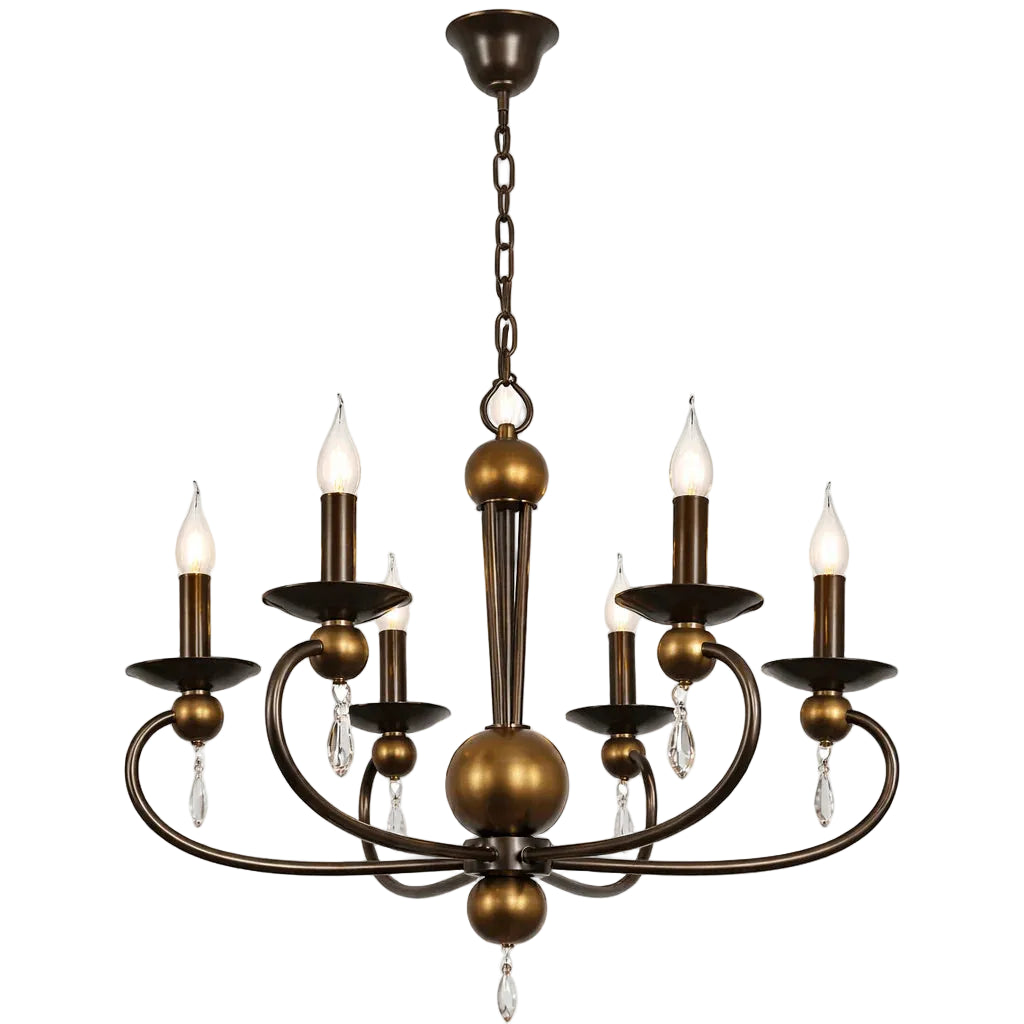 6 Lt Chandelier Black Gold E14 #CH3063/6 BK GOLD