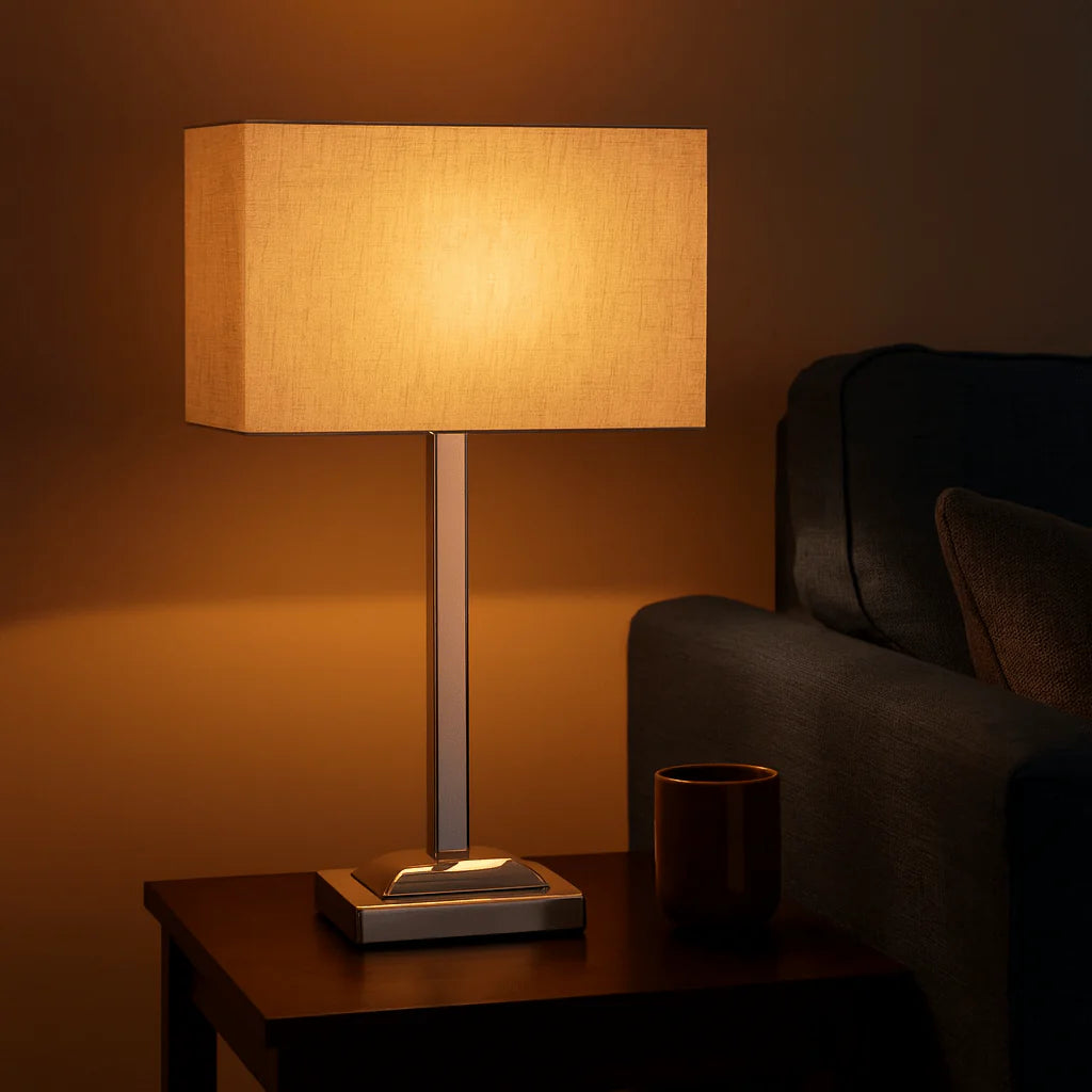 Polished Table Lamp Champagne Fabric #TL178