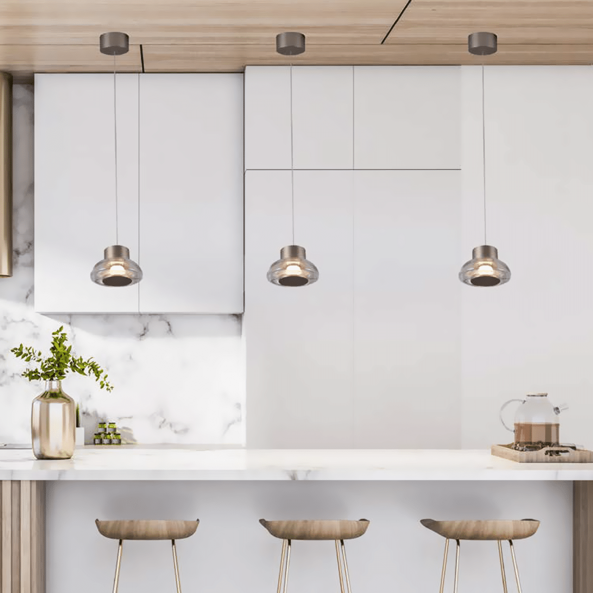 Dark-Molly Pendant Satin Nickel LED 2150mm #DK012 (AVAILABLE ON ORDER)