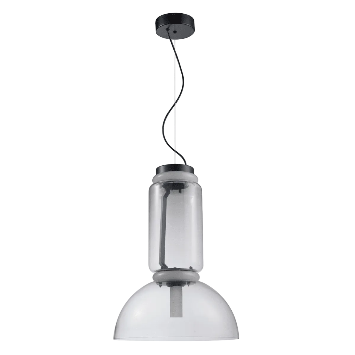 DARK-COUPE LED Metal, Glass Pendant Clear, Bk #DK020 (AVAILABLE ON ORDER)