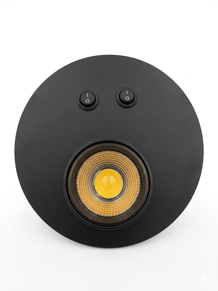 10W Wall Spot w Rnd Bracket, Switches Blk 145mm #LBD8160-10BLACK