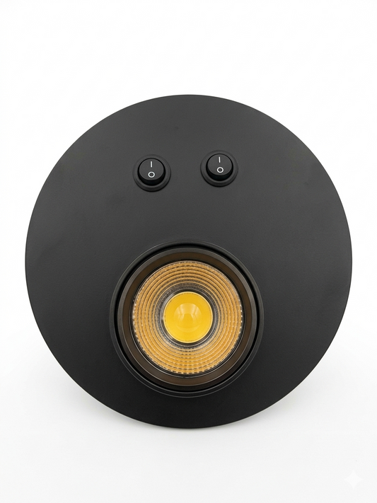 10W Wall Spot w Rnd Bracket, Switches Blk 145mm #LBD8160-10BLACK