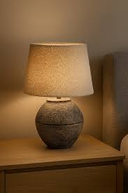 Ceramic Base, Fabric Table Lamp Beige E27 #TL828 Burnt Amber